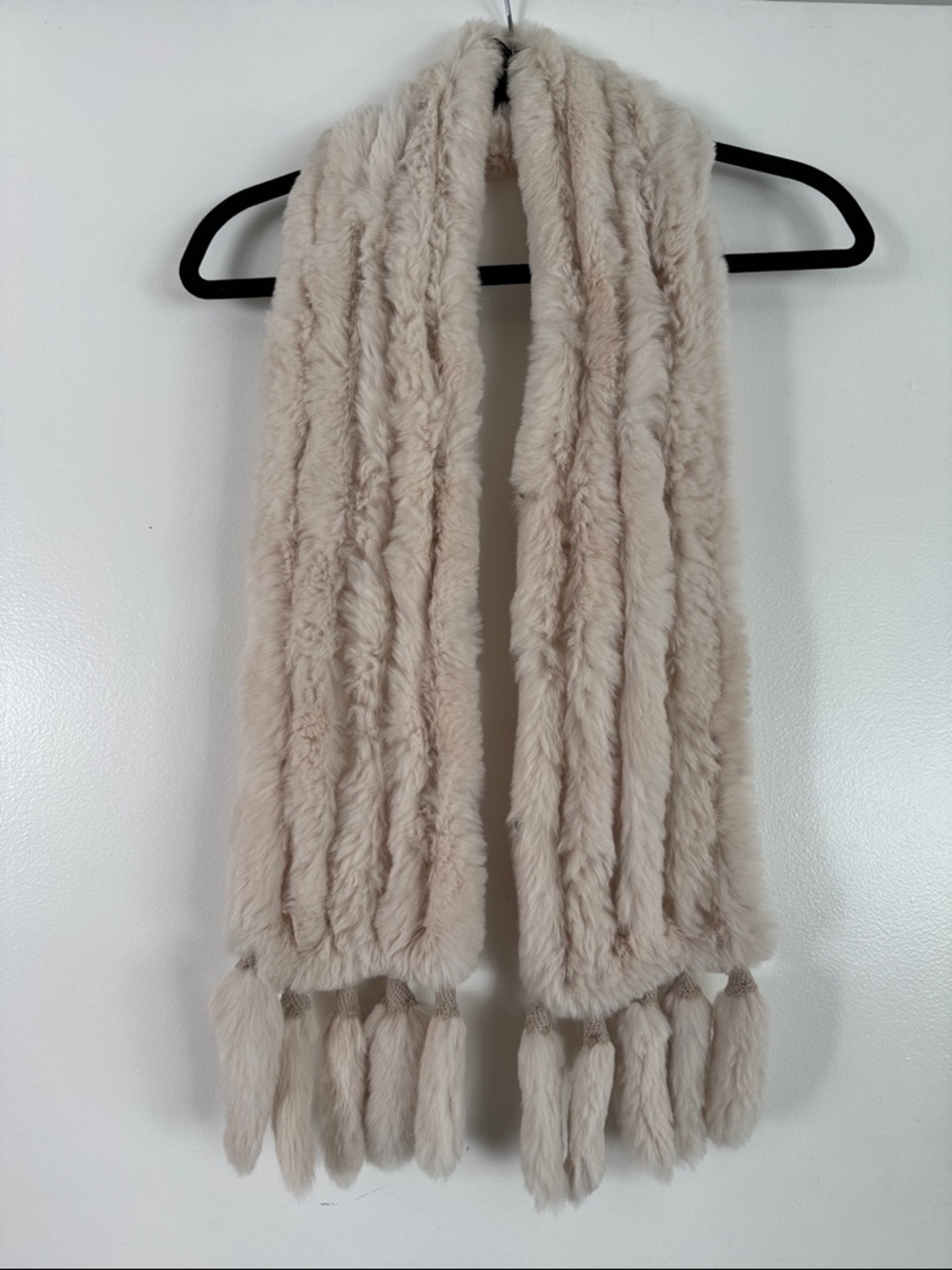 Mitchies 100 percent rabbit fur scarf with tassels